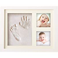 BraceTek - Kit de Marco Para Manos y Huellas de bebé para niño y niña - marcos de arcilla y madera - No se agrieta al…